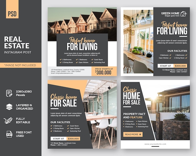 PSD real estate square instagram post design