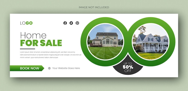 Real estate web banner and social media facebook cover template