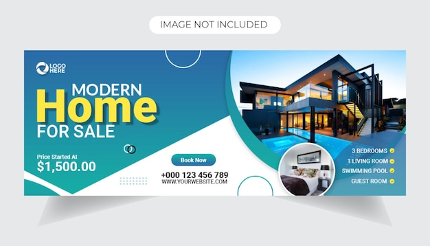 PSD real estate web banner and social media facebook cover template