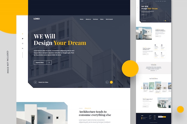 PSD real estate website page template or website design