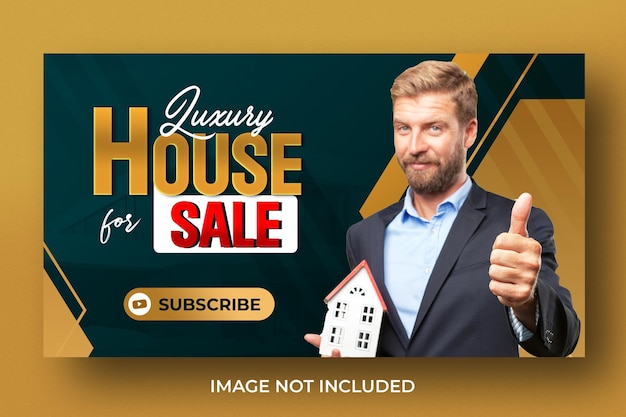 PSD real estate youtube thumbnail or web banner template