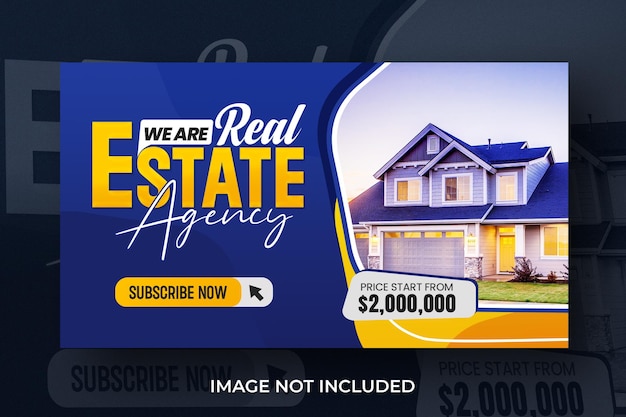 PSD real estate youtube thumbnail or web banner template