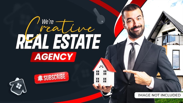 PSD real estate youtube thumbnail or web banner template