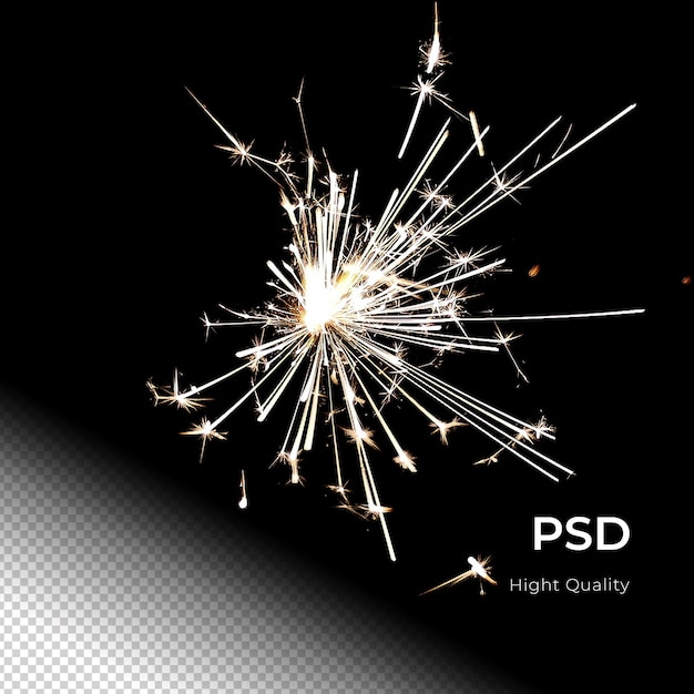 PSD real glittering burning sparkler firework overlay on transparent background