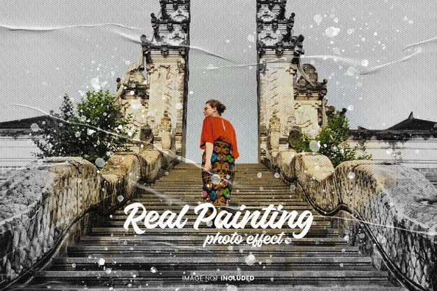 Real painting photo effect psd