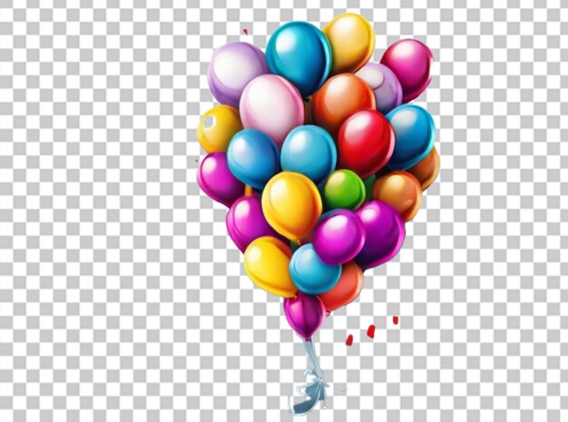 PSD real transparent colored balloons with isolated background party and celebration concept