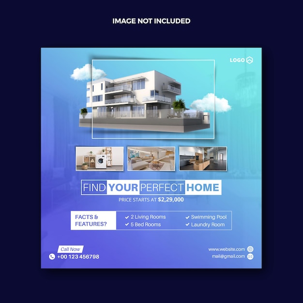 PSD Шаблон веб-баннера realestate house property facebook post или squire home реклама