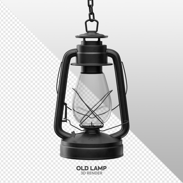 PSD realisit metal old lamp 3d render for brazilian sao joao festa junina
