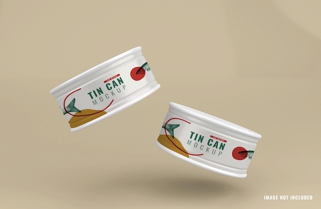 Realisitc tin can container mockup template