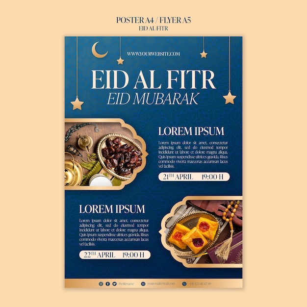 PSD 현실주의 eid al-fitr 템플릿 디자인