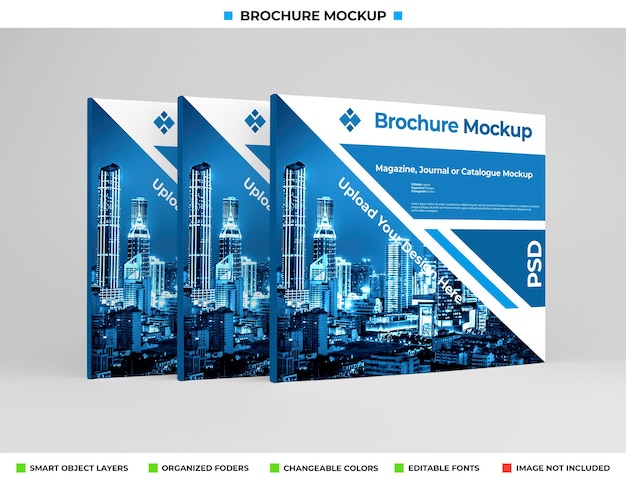 Ampia brochure realistica, diario o mockup di opuscoli