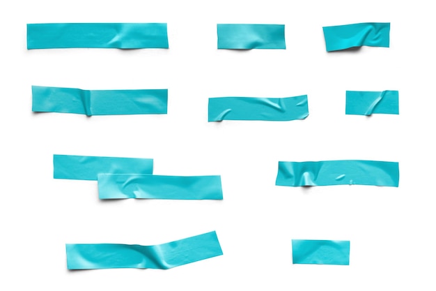 Realistic 10 sets light blue adhesive tape isolated background