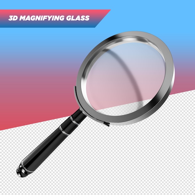 Realistic 3d black magnifying glass for compositions