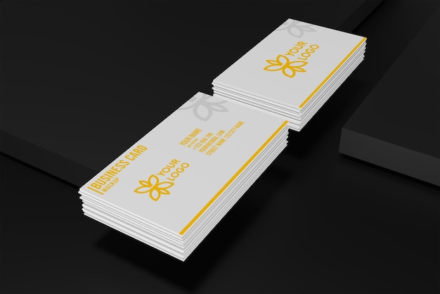 Realistic 3d business card mockup on dark background