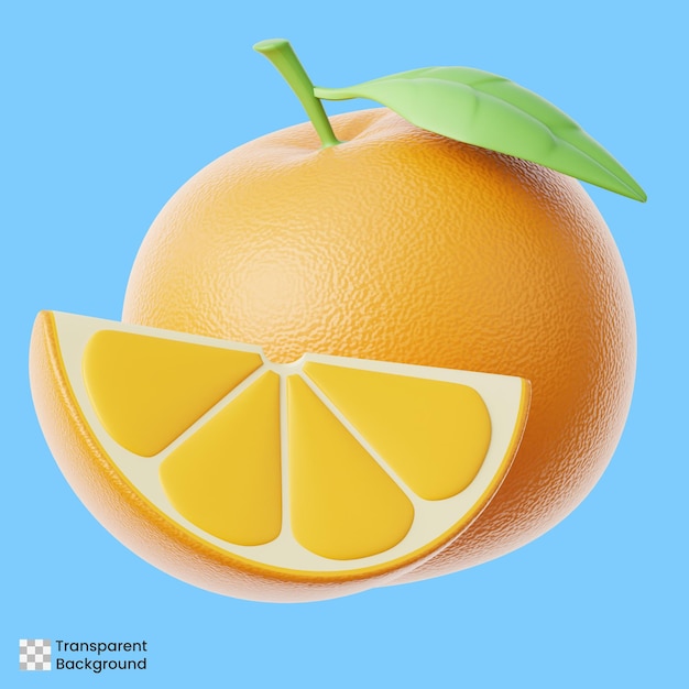 Realistic 3D Cartoon Orange Slice