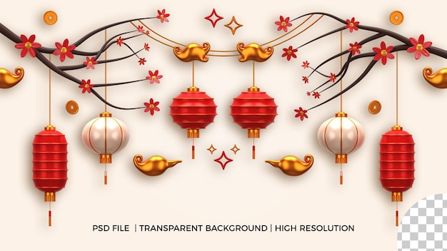Реалистичный 3D китайский новогодний фонарь