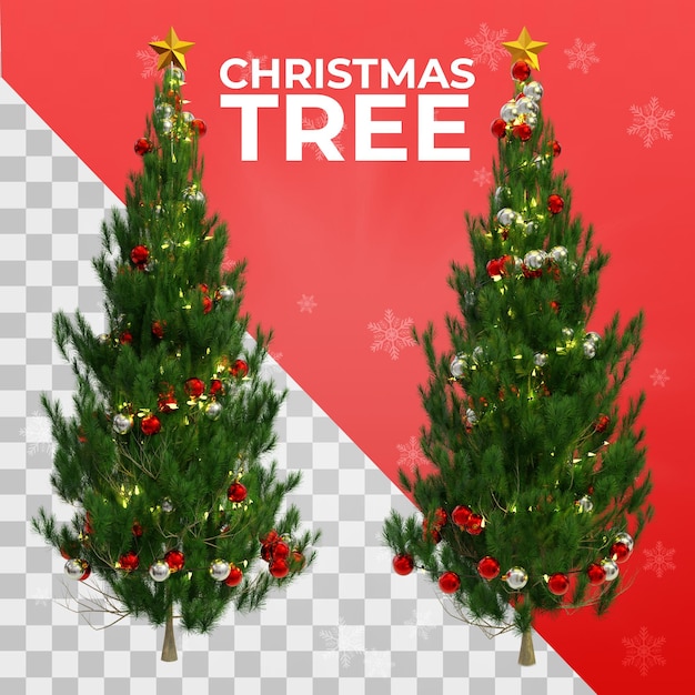 Realistic 3d christmas tree for composition 3d render