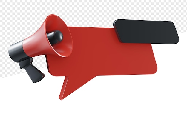 Realistic 3d cloud chat with megaphone or loudspeaker isolated