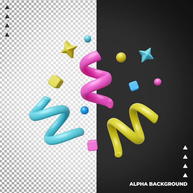 Realistic 3D confetti for decorations isolated