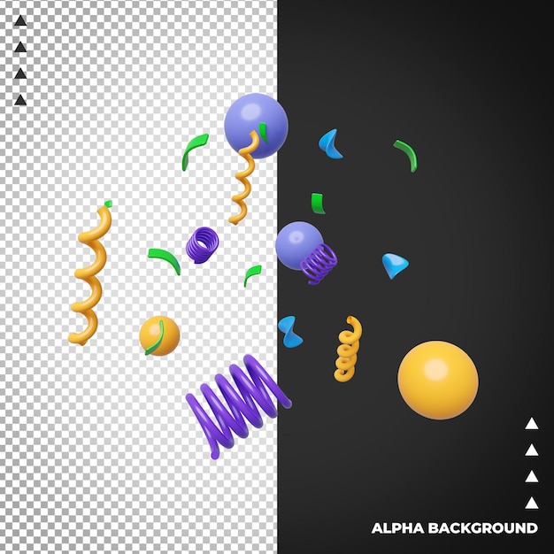 Realistic 3D confetti for decorations isolated