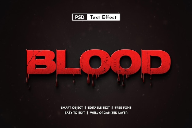 realistic 3d editable text effect logo mockup template with horror and scary texture style