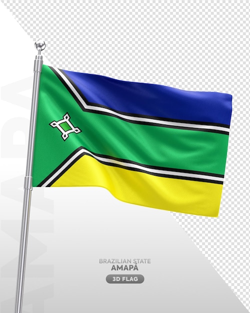 PSD realistic 3d flag of amapa brazilian state