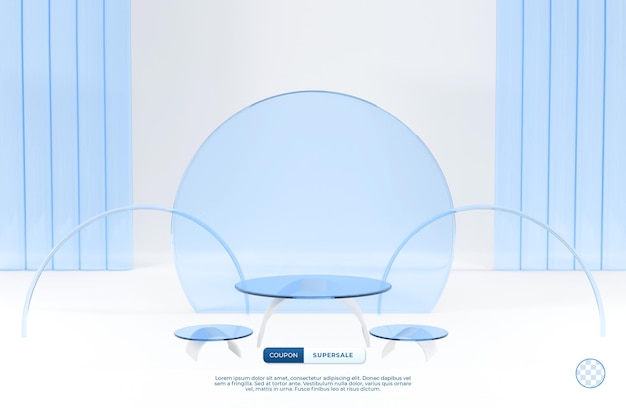 Prodotto di visualizzazione del podio in vetro 3d realistico