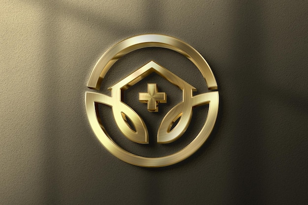 PSD realistic 3d gold logo mockup