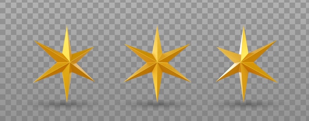 Set di stelle d'oro 3d realistiche