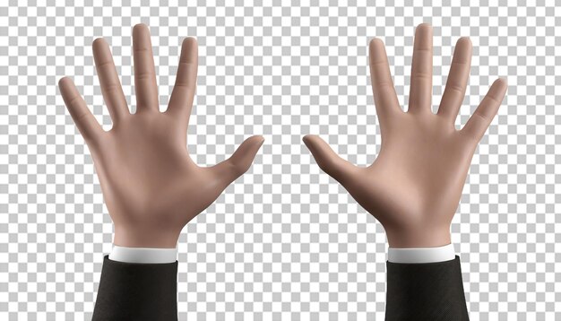 Realistic 3d hand gesture isolated on transparent background