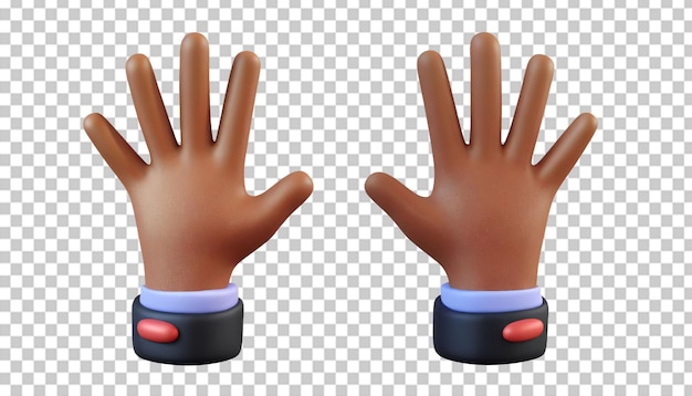 PSD gesto di mano realistico in 3d isolato su uno sfondo trasparente.