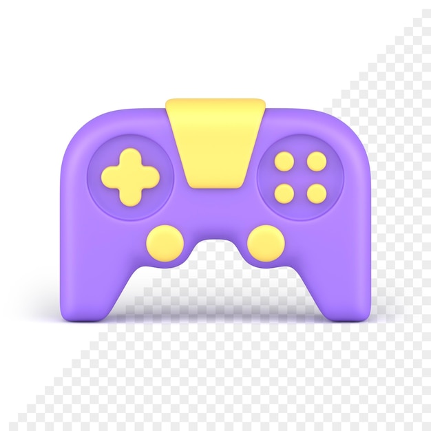 Icona 3d realistica illustrazione del joystick per videogiochi giallo viola controller della console del gamepad