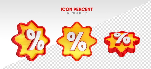 Realistic 3d icon with percent symbol