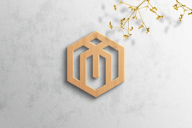 Mockup logo 3d realistico con effetto legno