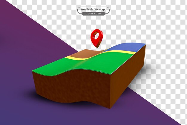 PSD realistic 3d map with let location icon