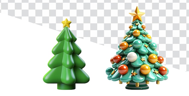 Realistico albero di pino 3d impostato per una felice festa di natale e buon anno nuovo