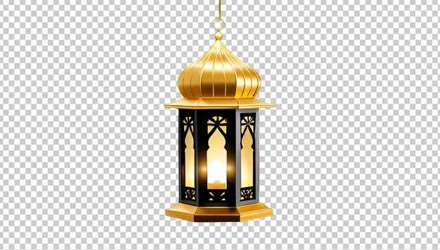 Realistic 3d ramadan kareem lantern isolated on transparent background