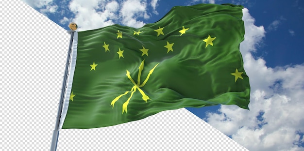 Realistic 3D Render Adygea Flag Transparent