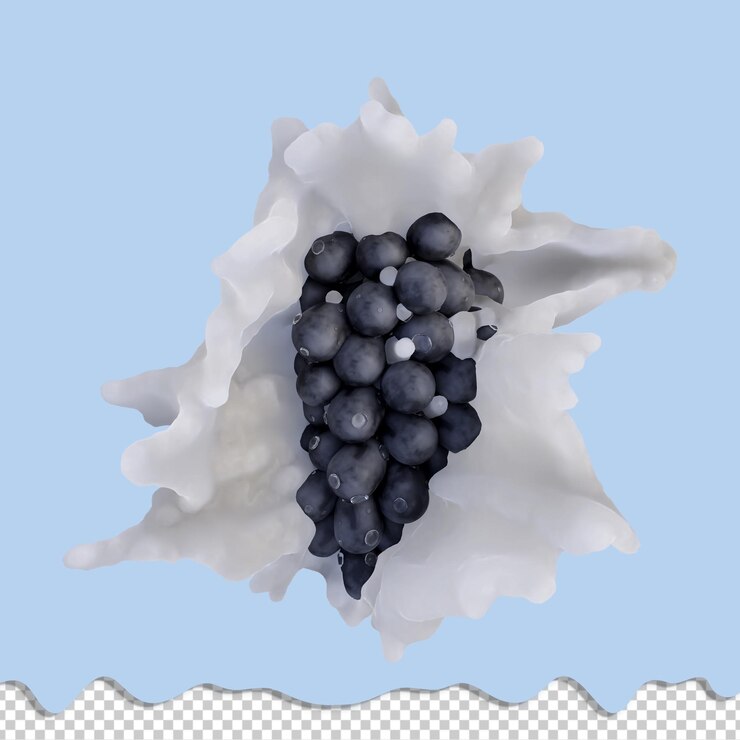 PSD realistic 3d render of blue grape best for commercial and design purpose