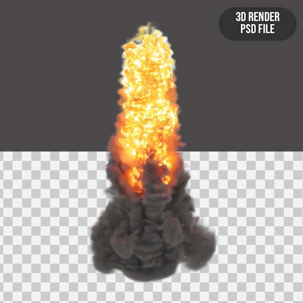 PSD realistic 3d render bomb explosion high quality