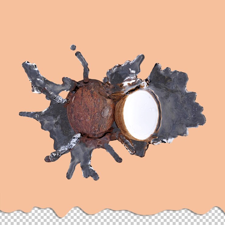 PSD realistic 3d render of coconut best for commercial and design purpose