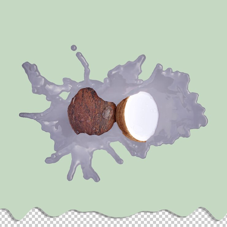 PSD realistic 3d render of coconut best for commercial and design purpose