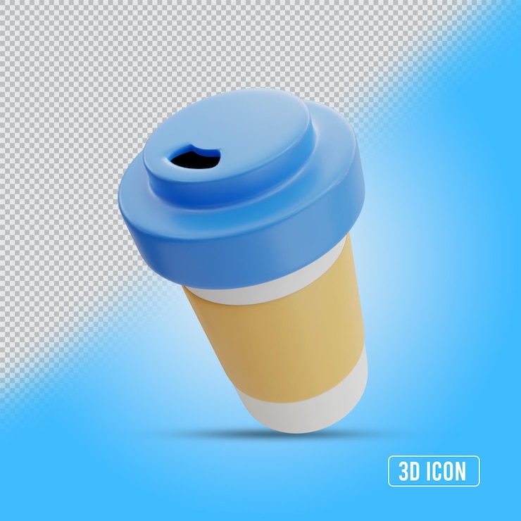 PSD реалистичная 3d визуализация кофейная кружка прозрачный 3d дизайн иконок изолированный вид
