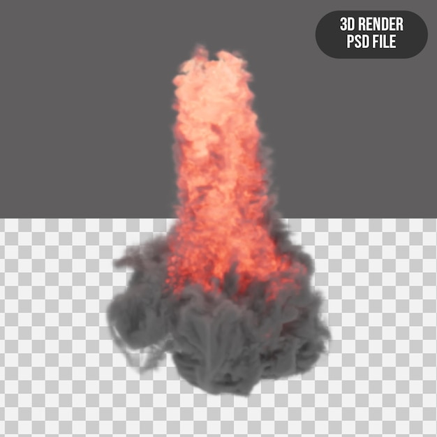 PSD realistic 3d render fireball explosion