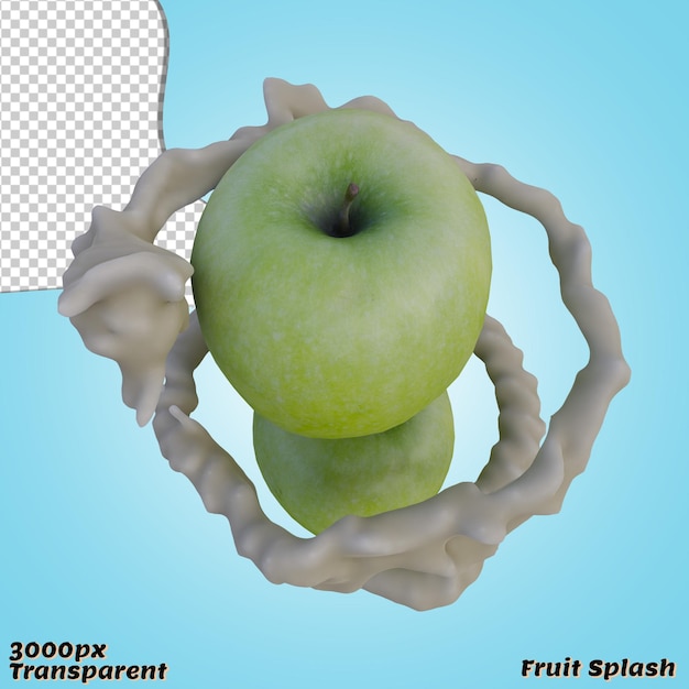 Realistic 3D render of Green Apple splash best for commercial and Design purpose