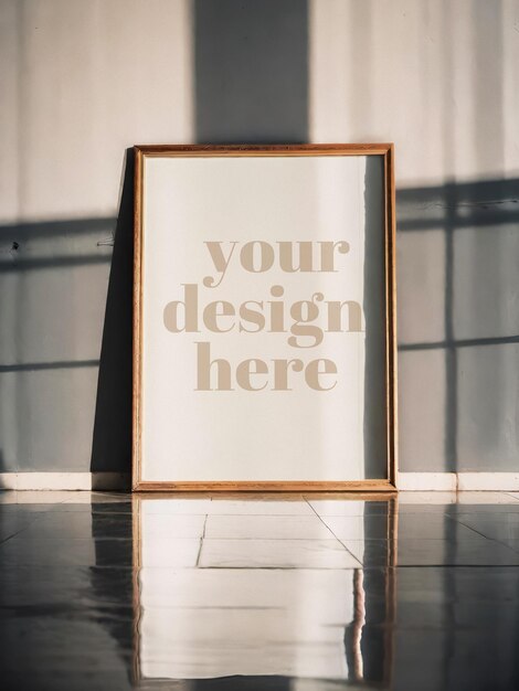 PSD realistic 3d render photo frame for showcasing framed artwork poster mockup