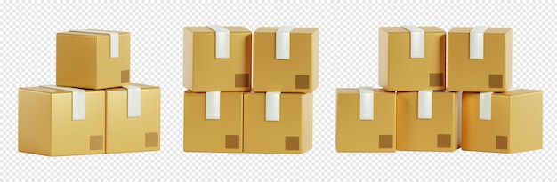 Realistic 3d render of a pile of cardboard boxes perfect for logistics warehousing shipping and industrial design concepts