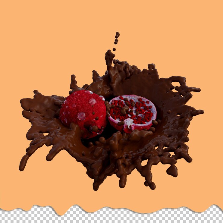 PSD realistic 3d render of pomegranate fruit best for commercial and design purpose