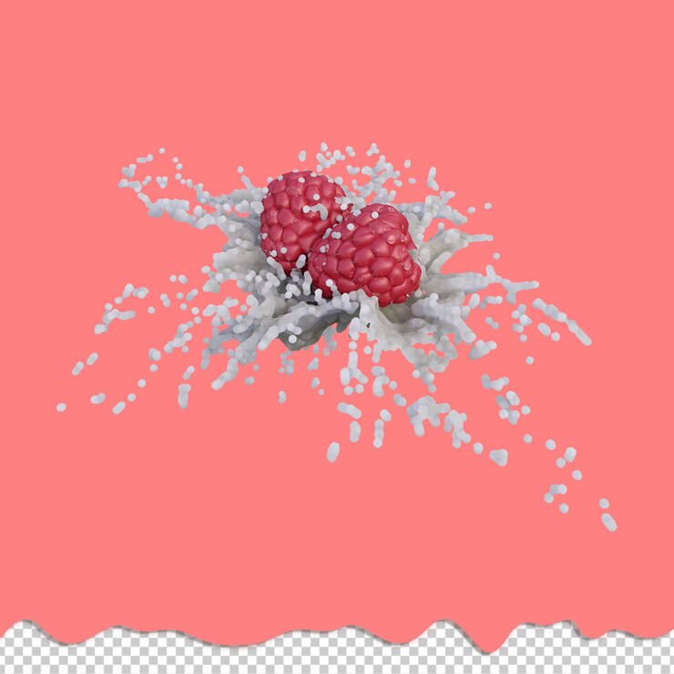 PSD realistic 3d render of raspberry fruit best for commercial and design purpose