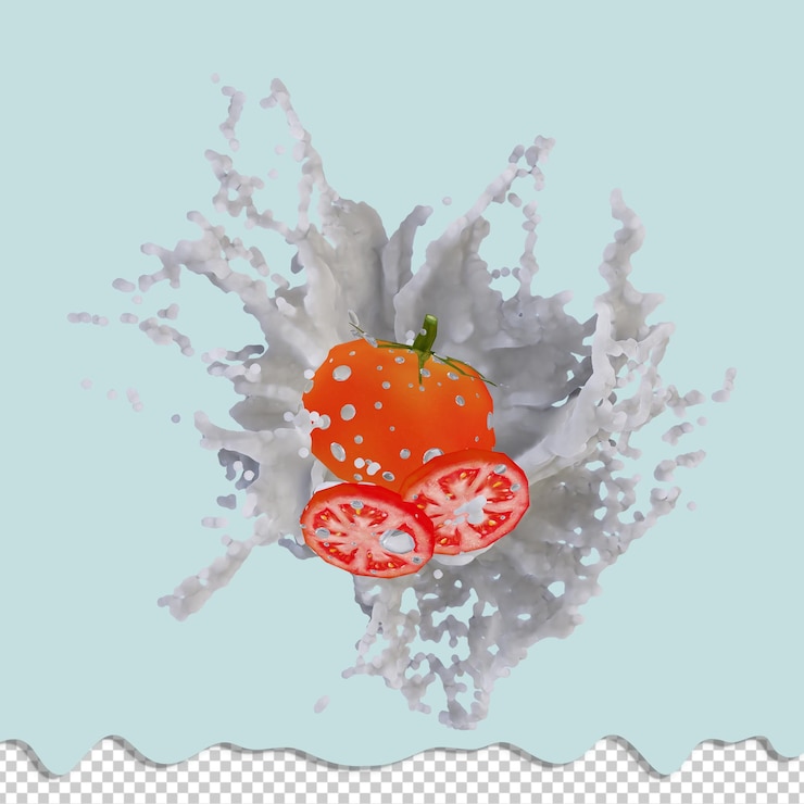 PSD realistic 3d render of tomatoes fruit best for commercial and design purpose